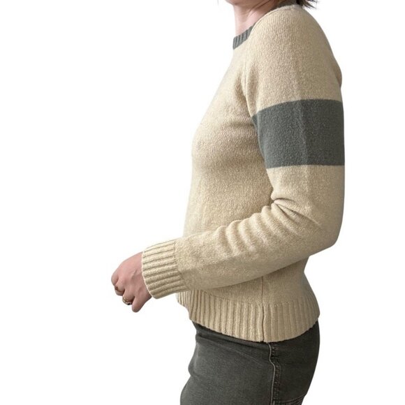 Vintage Womens Abercrombie & Fitch 100% Wool Yellow Varsity Preppy Sweater Sz M - Picture 5 of 8